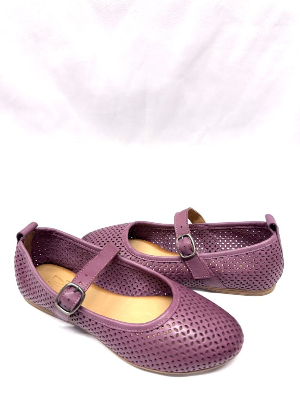 MIZ MOOZ WOMEN'S MARY JANE LEATHER FLATS PURPLE 37EU / 7US # T-109